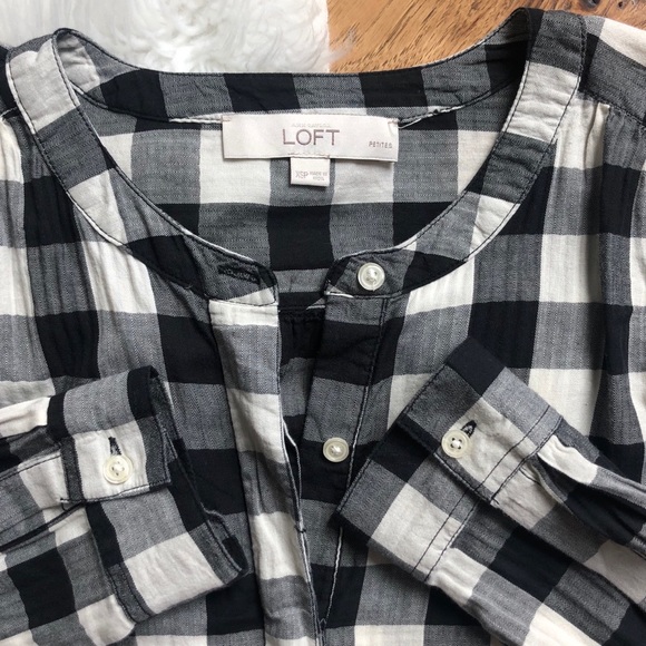 Black and White Buffalo Plaid Shirt Blouse - Picture 5 of 5